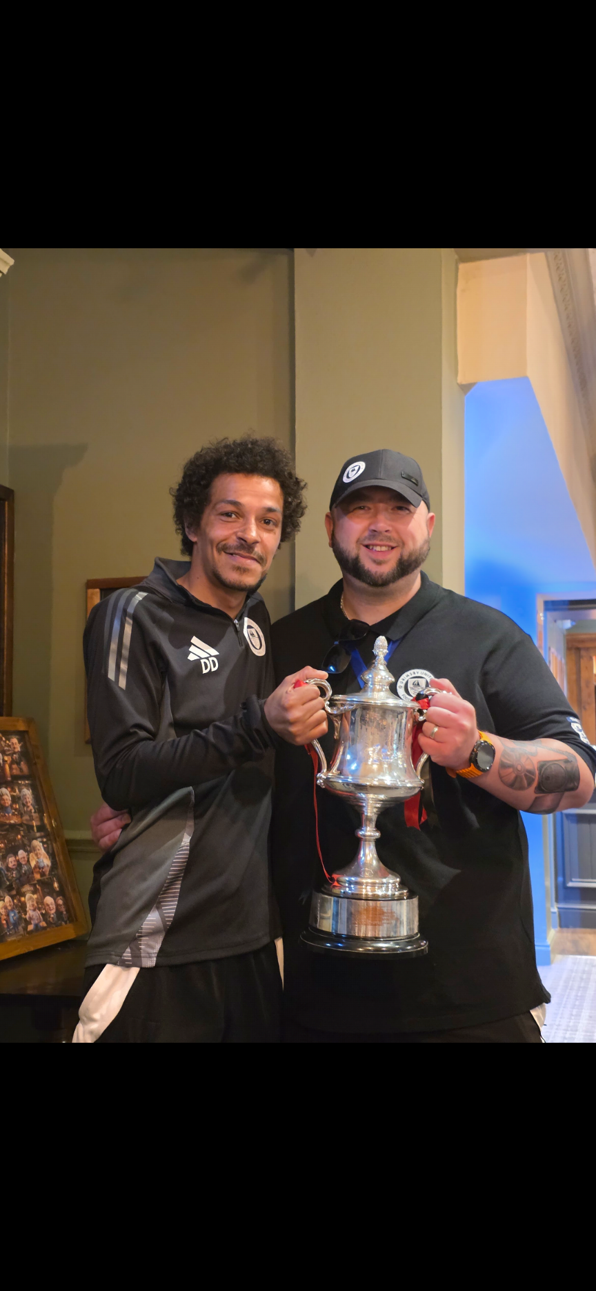 Captain Dave Deane and the gaffer with the cup